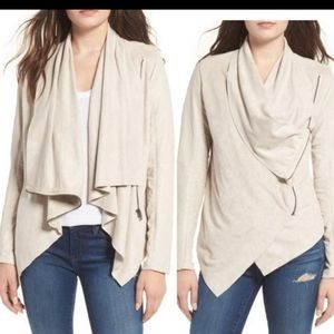 Blank NYC drape front suede faux leather jacket